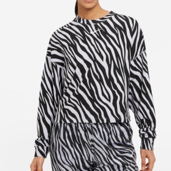Nike Sportswear Sweatshirt Womens Plus Icon Clash Animal Printed Purple 1X - Picture 1 of 3